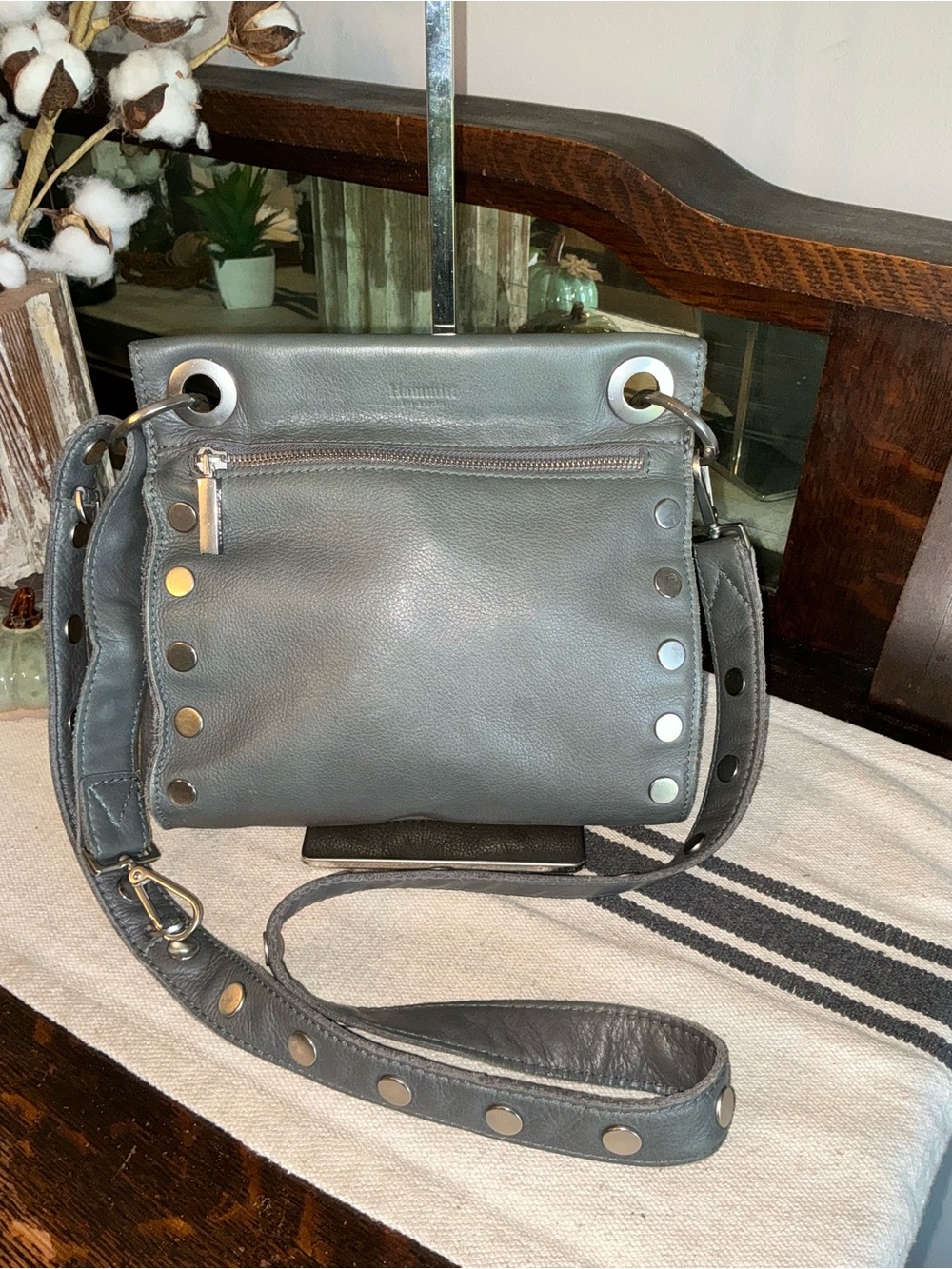 Hammitt Leather Tony Medium Crossbody Shoulder Bag Paved Grey BS MSRP $425